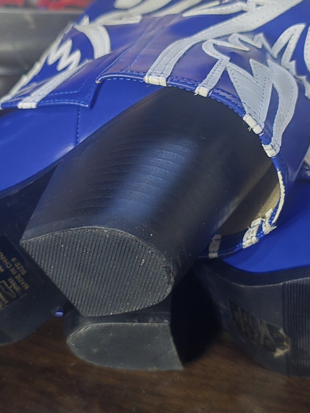Women’s Royal Blue and White Heeled Western Boots - Picture 7 of 7